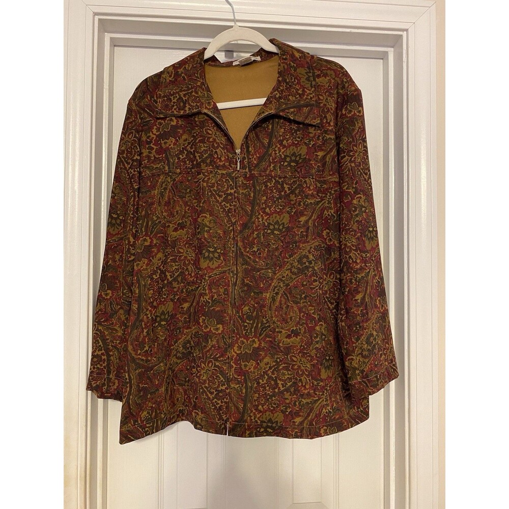 Womens‎ Notations Zip up Jacket sz 1X Multi Colored Burgandy Brown
